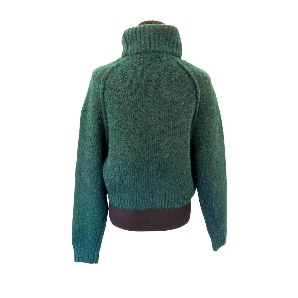Zara Teal Alpaca Wool Blend Turtleneck Sweater Medium Soft Cozy Knit